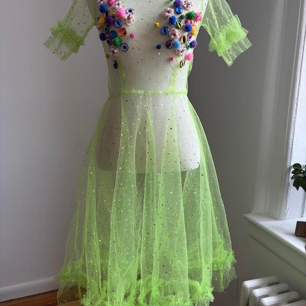 Neon Green Tulle handmade dress